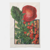 aardbeien, aardbeibessen op een Boerderij Theedoek (Verticaal)