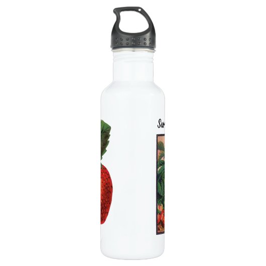  aardbeien, aardbeibessen op een Boerderij Waterfles (Achterkant)