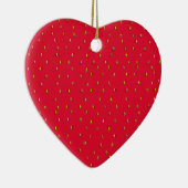 Aardbeien Achtergrondrood Keramisch Ornament (Rechts)