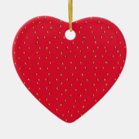 Aardbeien Achtergrondrood Keramisch Ornament (Voorkant)