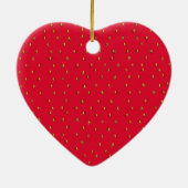 Aardbeien Achtergrondrood Keramisch Ornament (Achterkant)