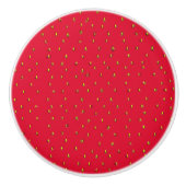 Aardbeien Achtergrondrood Keramische Knop (Voorkant)