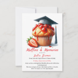 Aardbeien Afstudeer Cupcake Brunch Feest Kaart