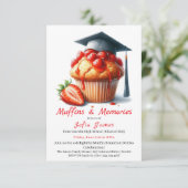 Aardbeien Afstudeer Cupcake Brunch Feest Kaart (Staand voorkant)