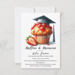 Aardbeien Afstudeerfeest Cupcake Brunch Viering Kaart
