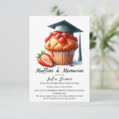 Aardbeien Afstudeerfeest Cupcake Brunch Viering Kaart (Staand voorkant)