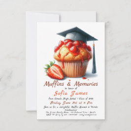 Aardbeien Afstudeerfeest Cupcake Brunch Viering Kaart