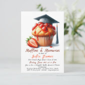 Aardbeien Afstudeerfeest Cupcake Brunch Viering Kaart (Staand voorkant)