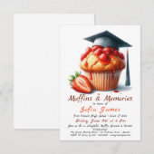 Aardbeien Afstudeerfeest Cupcake Brunch Viering Kaart (Voorkant / Achterkant)