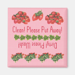 Aardbeien afwasmachine magnet