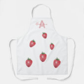 Aardbeien Aquarel Handgeschilderd Monogram Schort (Voorkant)