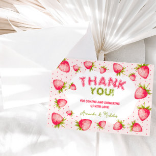 Aardbeien Baby Meisje Shower Zomer Roze Bedankkaart