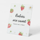 Aardbeien Baby shower baby's zijn zoete bomen Reclamebord Met Voetstuk (Voorkant)