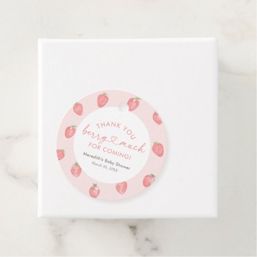 Aardbeien Baby shower Bedankjes Labels (In situ)