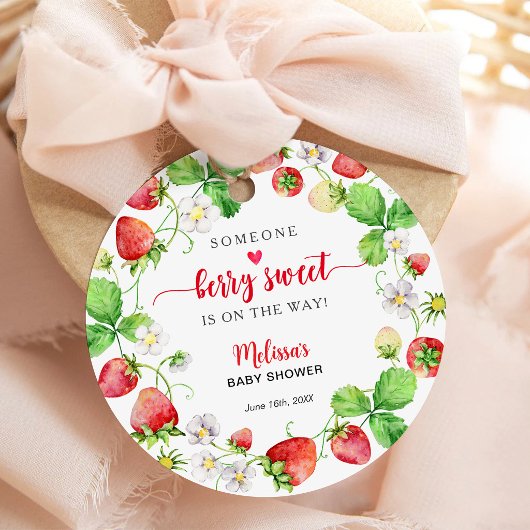 Aardbeien Baby Shower Bedankjes Labels