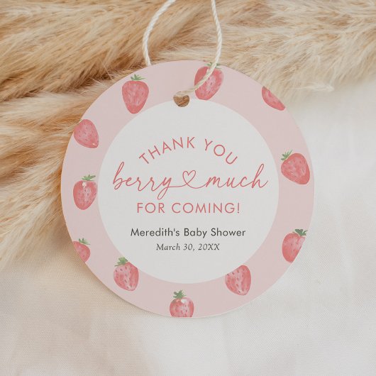 Aardbeien Baby shower Bedankjes Labels