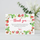 Aardbeien Baby Shower Bedankkaart (Staand voorkant)