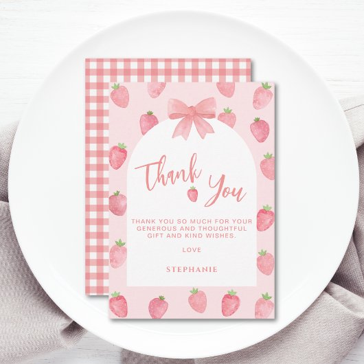 Aardbeien Baby Shower Bedankkaart