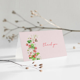 Aardbeien Baby Shower Bedankkaart