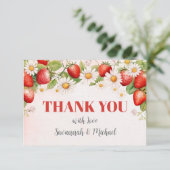 Aardbeien Baby Shower Bedankkaart (Staand voorkant)