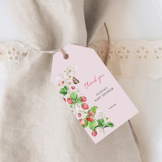 Aardbeien Baby Shower Bedankt Cadeaulabel