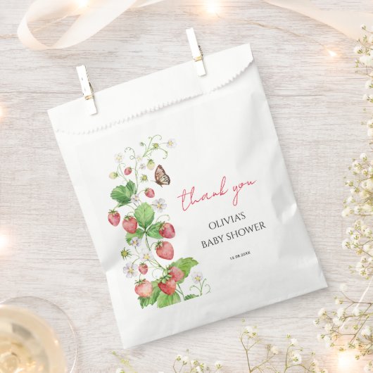 Aardbeien Baby shower Bedankzakje (Geknipt)
