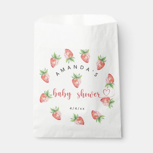 Aardbeien - Baby shower Bedankzakje (Voorkant)