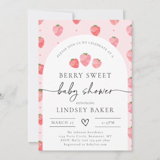 Aardbeien Baby shower | Berry Baby Kaart (Voorkant)