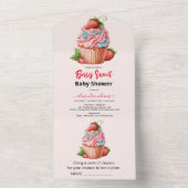 Aardbeien Baby shower Berry Sweet All In One Uitnodiging (Binnen)
