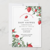 Aardbeien Baby shower | Berry Sweet Baby Greenery Kaart (Voorkant)