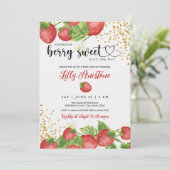 Aardbeien Baby shower Berry Sweet Invitation Kaart (Staand voorkant)