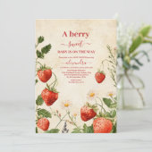 Aardbeien Baby shower Berry Sweet Kaart (Staand voorkant)