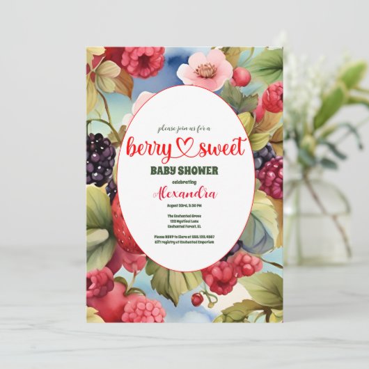 Aardbeien Baby shower Berry Sweet Kaart (Staand voorkant)