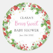 Aardbeien Baby shower Berry Sweet Ronde Sticker (Voorkant)