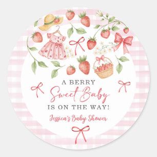 Aardbeien Baby Shower Bes Zweet Boerenmarkt Ronde Sticker