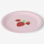 Aardbeien Baby shower Borden | Roze Papieren Bordje (Gekanteld)