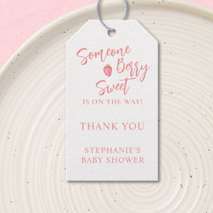 Aardbeien Baby Shower  Cadeaulabel