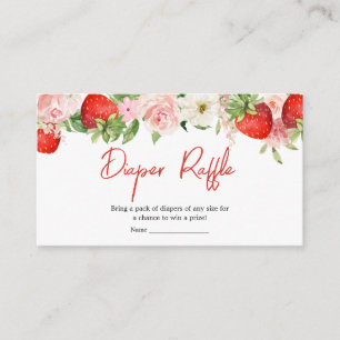 Aardbeien Baby shower Diaper Raffle Informatiekaartje