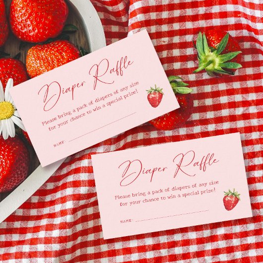Aardbeien Baby shower Diaper Raffle Informatiekaartje