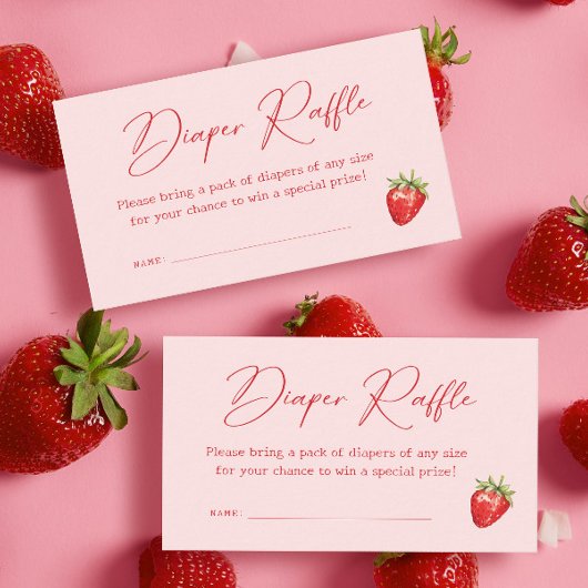 Aardbeien Baby shower Diaper Raffle Informatiekaartje