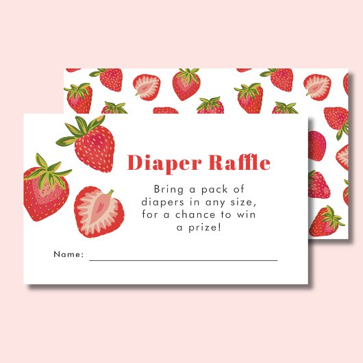 Aardbeien Baby shower Diaper Raffle Informatiekaartje