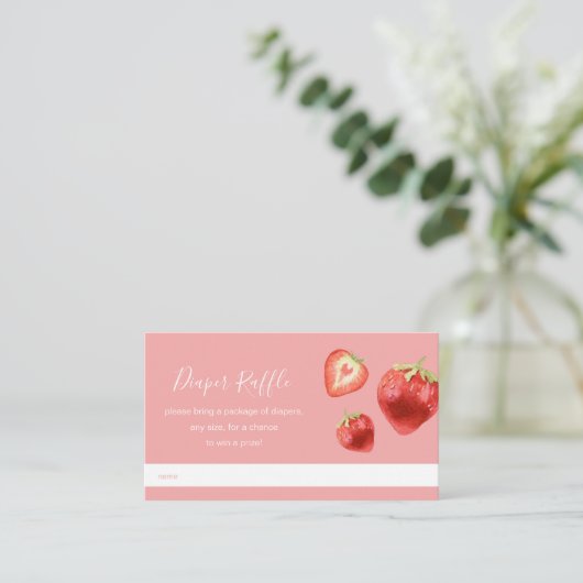 Aardbeien Baby shower Diaper Raffle Informatiekaartje (Staand voorkant)