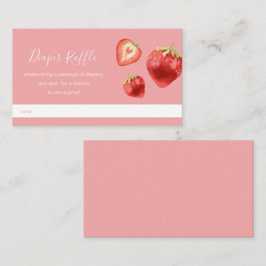 Aardbeien Baby shower Diaper Raffle Informatiekaartje (Voorkant / Achterkant)