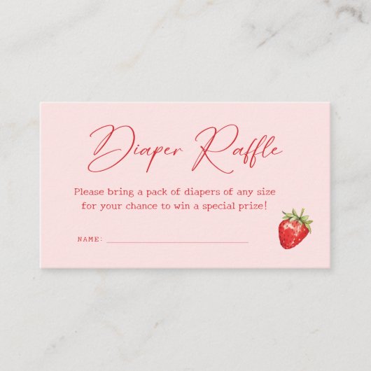Aardbeien Baby shower Diaper Raffle Informatiekaartje (Voorkant)
