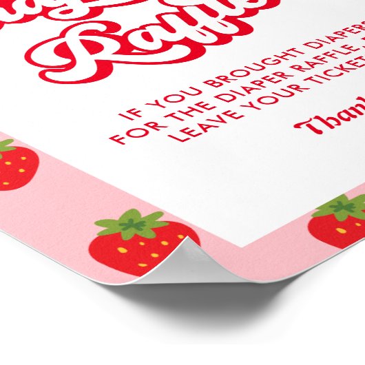Aardbeien Baby shower Diaper Raffle Poster (Hoek)