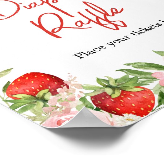 Aardbeien Baby shower Diaper Raffle Poster (Hoek)