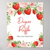Aardbeien Baby shower Diaper Raffle Poster (Voorkant)