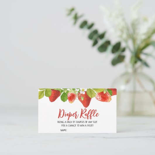 Aardbeien Baby shower Diaper Raffle Visitekaartje (Staand voorkant)