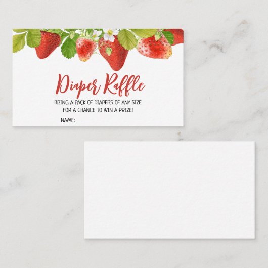 Aardbeien Baby shower Diaper Raffle Visitekaartje (Voorkant / Achterkant)