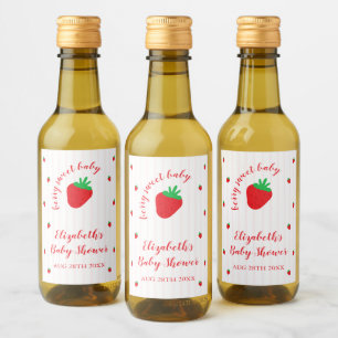 Aardbeien Baby Shower Dranklabel Zoete Baby Wijn Etiket